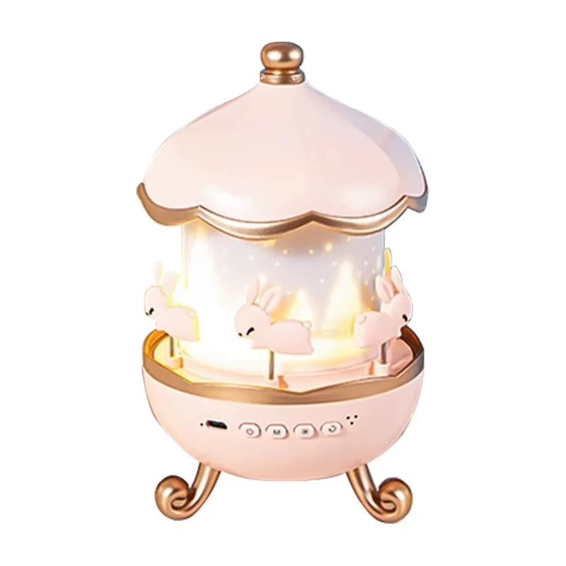 Starry Sky Projection Night Light Carousel Horse Remote Control Blue_tooth Audio Speaker Christmas Birthday Gifts Bedside Lamps