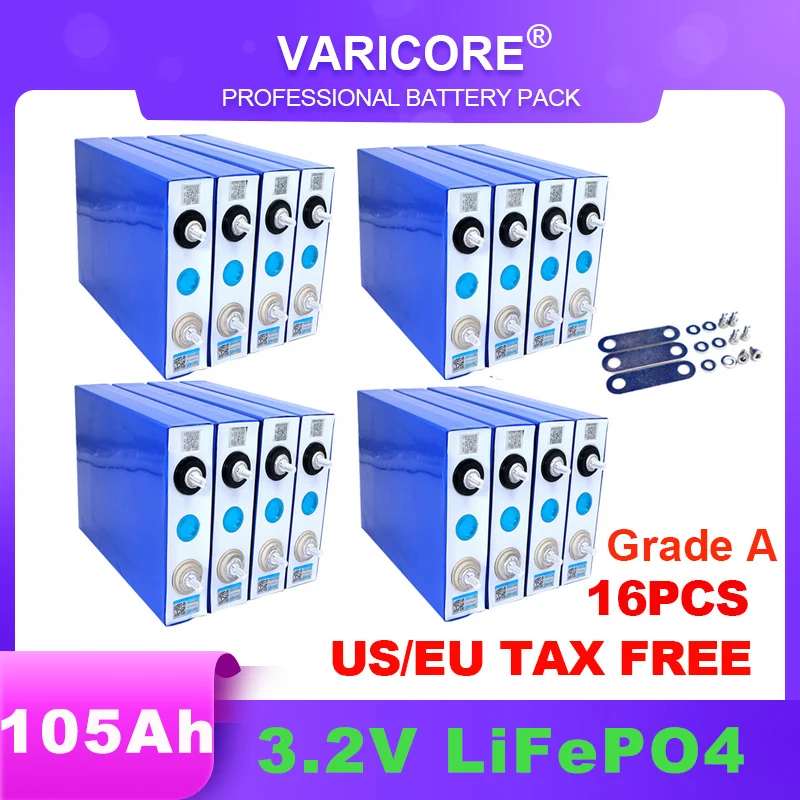 Lifepo4 Battery Lithium Iron Phosphate 16pcs for 12v Campers Golf Cart Off-Road Solar Wind Yacht rechargeable lithium batteries