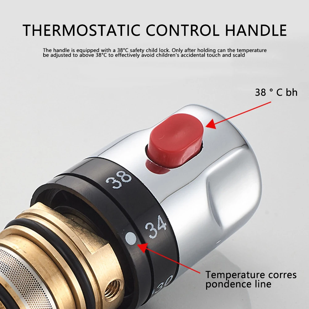 Thermostatic Mixing Valve Replacement Chrome Modern Constant Temperature Anti Scald Cartridge Valve for Bath Shower Mixer Tap