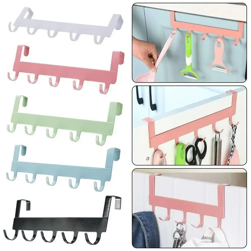 Storage Hook Door Hook 1Pc 5 Hooks Home Bathroom Kitchen Organizer Rack Clothes Coat Hat Towel Hanger