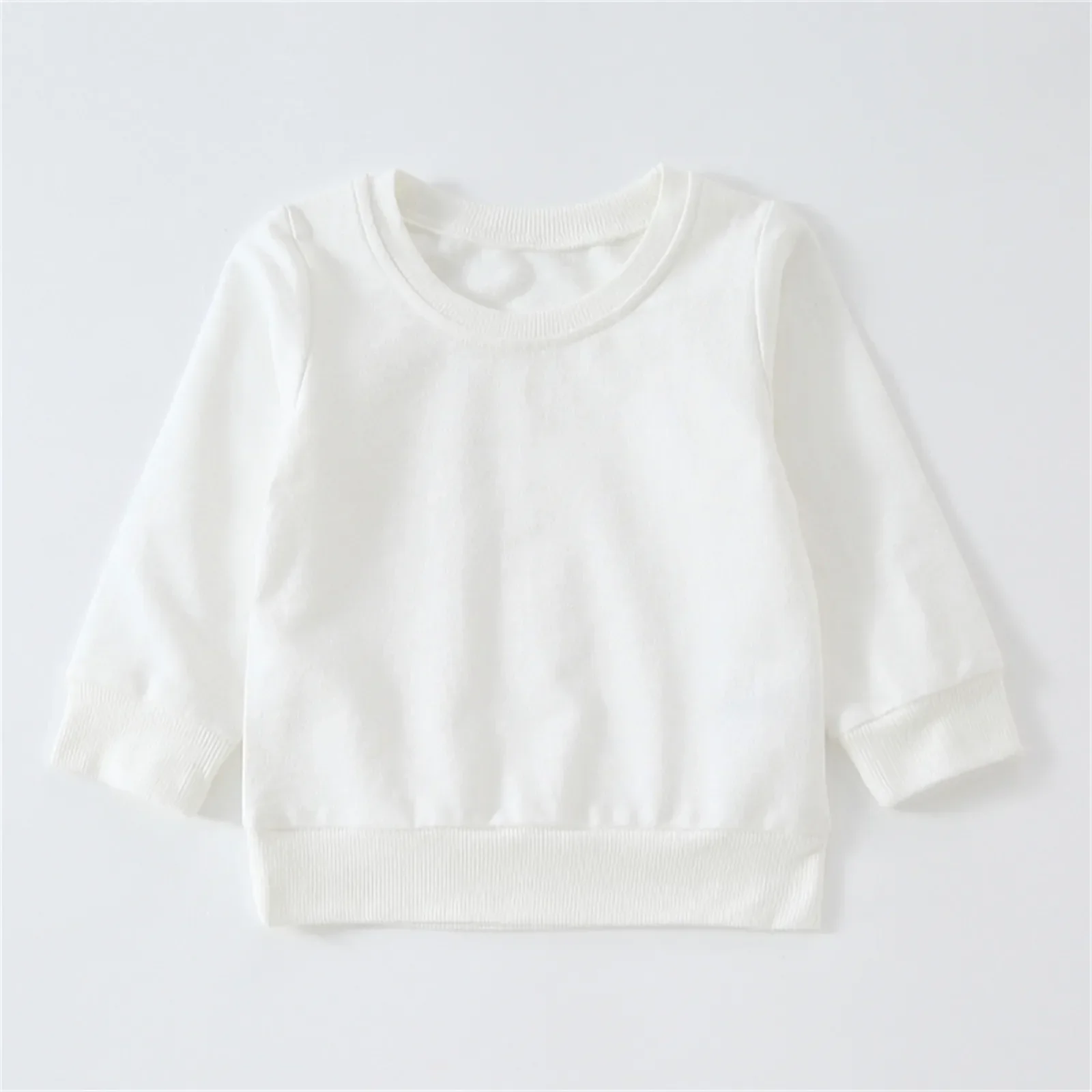Baby Boy/Girl Solid/Striped Crewneck Long-sleeve Pullover Sweatshirt Soft and Comfortable for Outings
