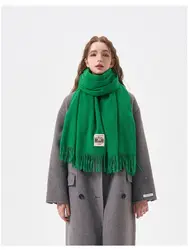 Winter Solid Color Versatile Scarf Women's 2023 New Soft Tassel Imitation Cashmere Student Warm Bib Neck Cold Protection Shawl