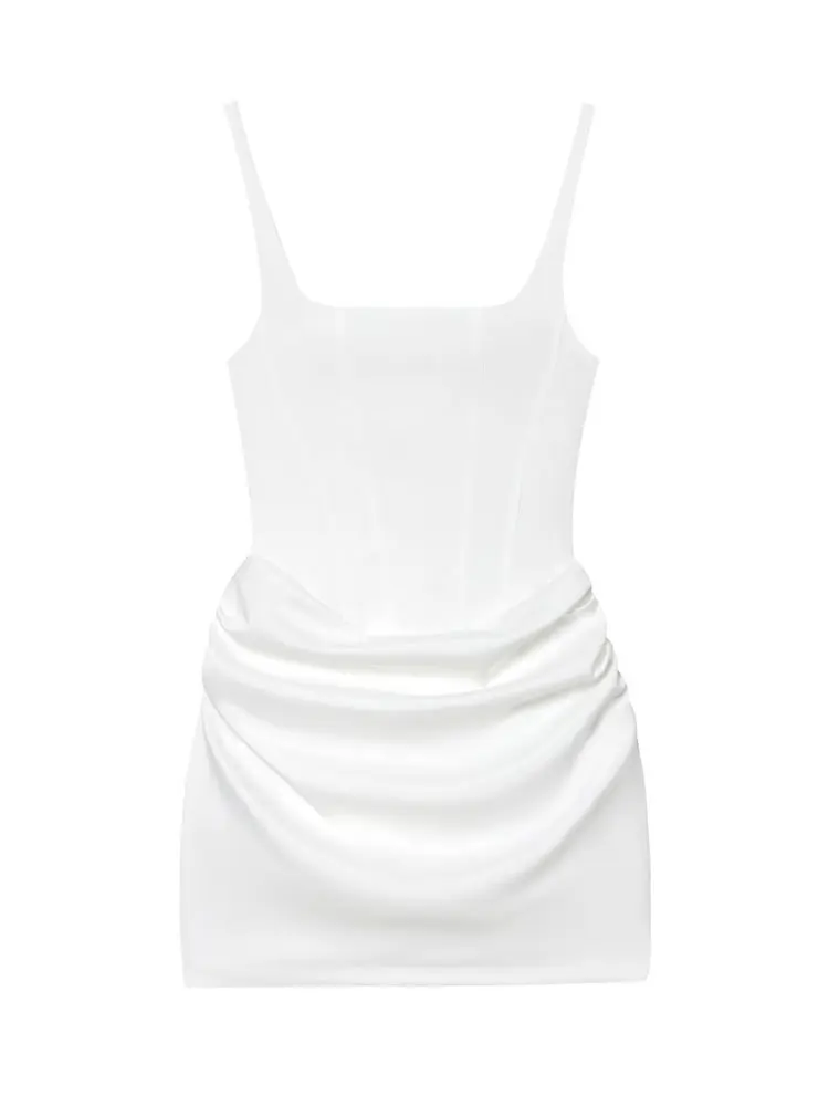 HH Elegante Mini Abito da Festa per Donne, Stile Corsetto con Scollo Quadrato, Vestito Aderente Arricciato per Vacanze Estive, Abbigliamento Sexy - Image 6