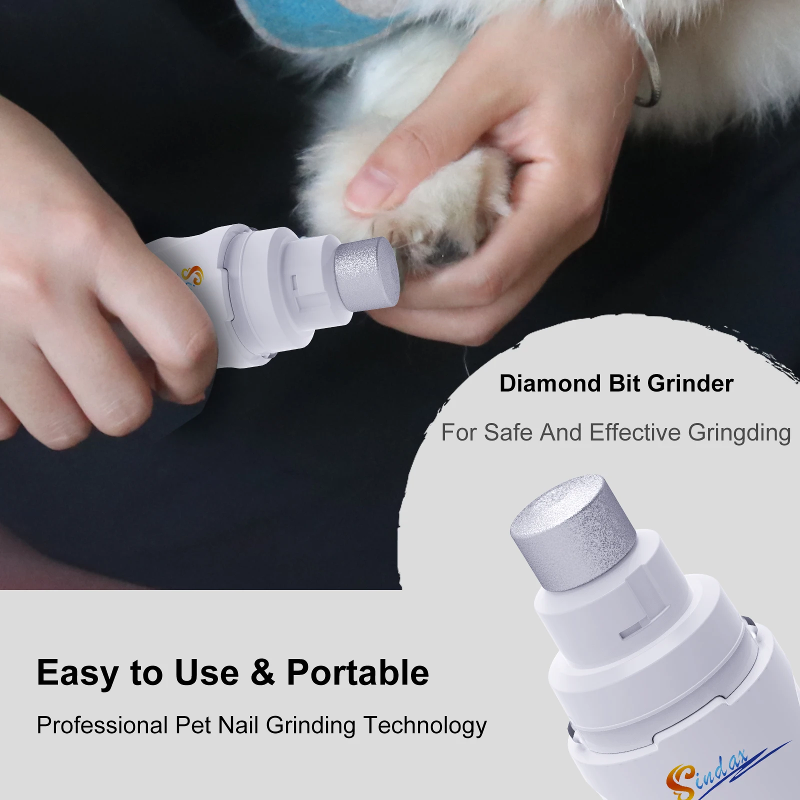 Hunde-Nagelschleifer USB-Aufladbar Elektrischer Pfoten-Klipp- und Trimmer Schmerzfreie Pfotenpflege Leise 2-Geschwindigkeiten Hunde-Nagelfeile – Detail 4