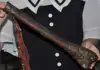 14"Rare Collect old Tibetan Tibetan silver Silk exorcism Flute Bone flute faqi 5