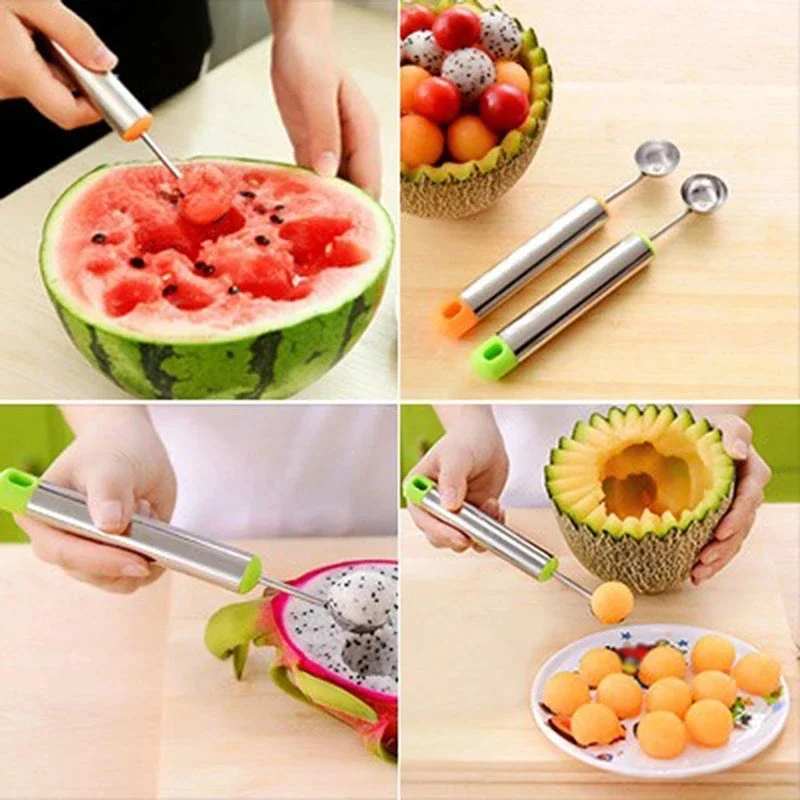 Melon Watermelon Ball Scoop Fruit Spoon Ice Cream Sorbet Stainless Steel Cooking Tool Fruit Plate Tool melon scoop melon baller