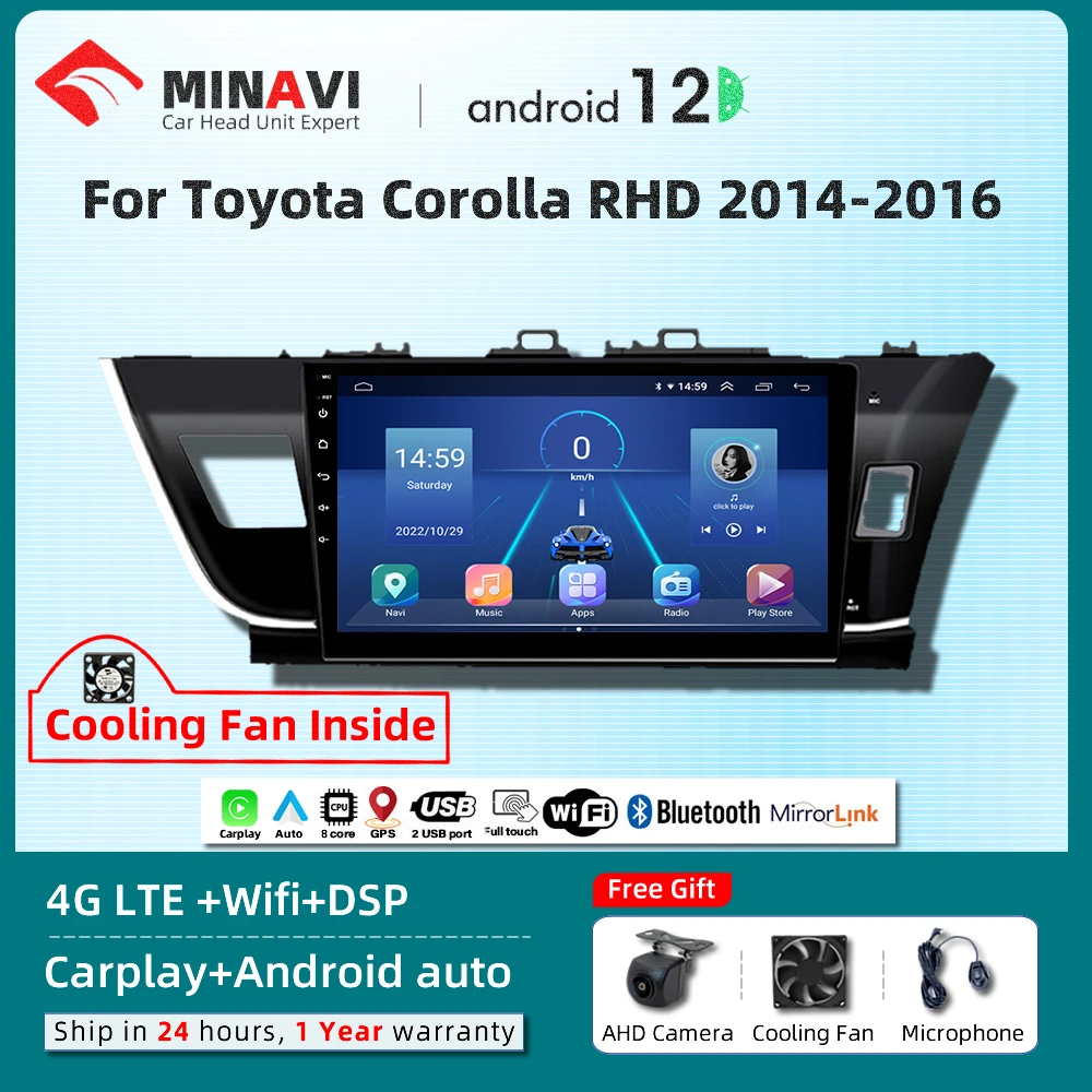 

10" Android Player For Toyota Corolla Altis RHD 2014/2015/2016 Carplay Car Head Unit Radio Stereo Multimedia GPS DVD 4G LTE WiFi