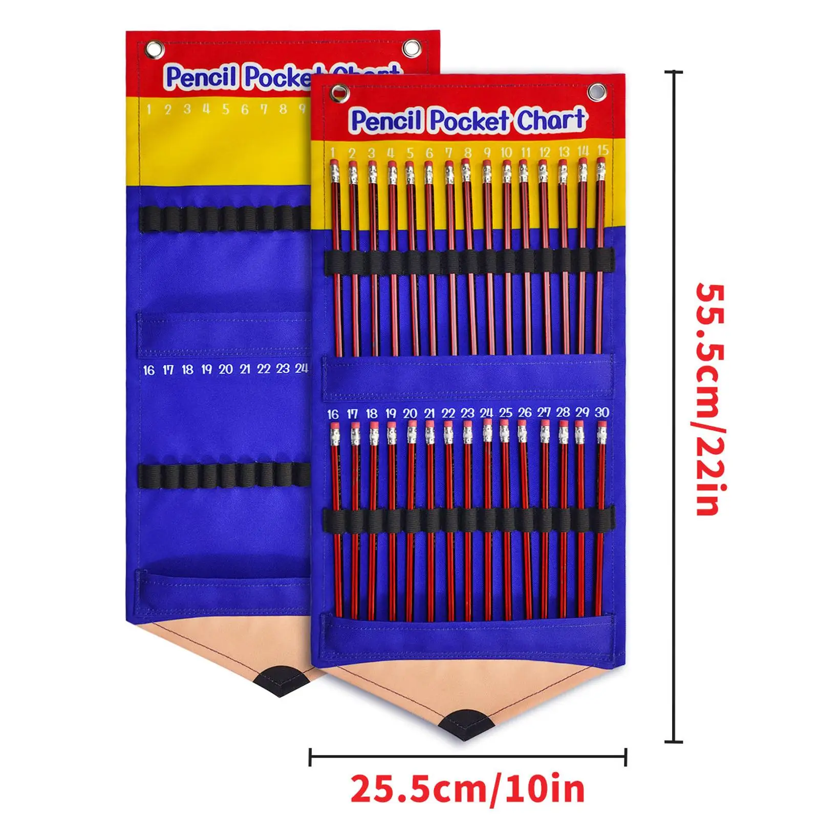 어린이 교사용 경량 연필 주차 포켓 차트 거치대, 25.5x55.5cm