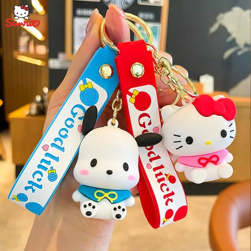 

New Hello Kitty Mymelody Kuromi Pochacco Cinnamoroll Keychain Anime Cartoon Sanrio Doll Pendants Bag Hanging Girl Key Chain Gift