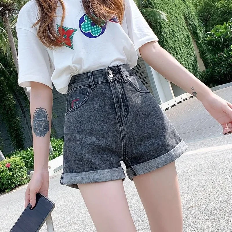 High Waist Denim Shorts Women's Summer 2023 New Loose And Thin Korean Version A-Word Wild Net Red Ins Hot Pants M812