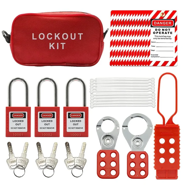 Lockout Tagout Kit -Lockout Tagout Tag, Nylon Tie, Nylon Storage Bag, Redsafety Padlock, Lockout Tagout Locks ( Red Set ) 3