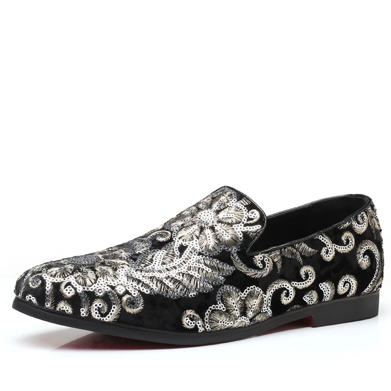 Embroider Men's Dress Shoes Elegant Wedding Loafers Men Coiffeur Men Party Shoes Vintage Formal Male Design Loafers