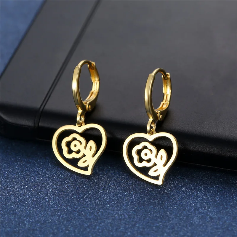 20/30/50 Paare/los Mode Hohe Qualität Edelstahl Hoop Ohrring Liebe Schmuck Für Frauen Mond Herz Schmetterling mix Stil – Detail 29