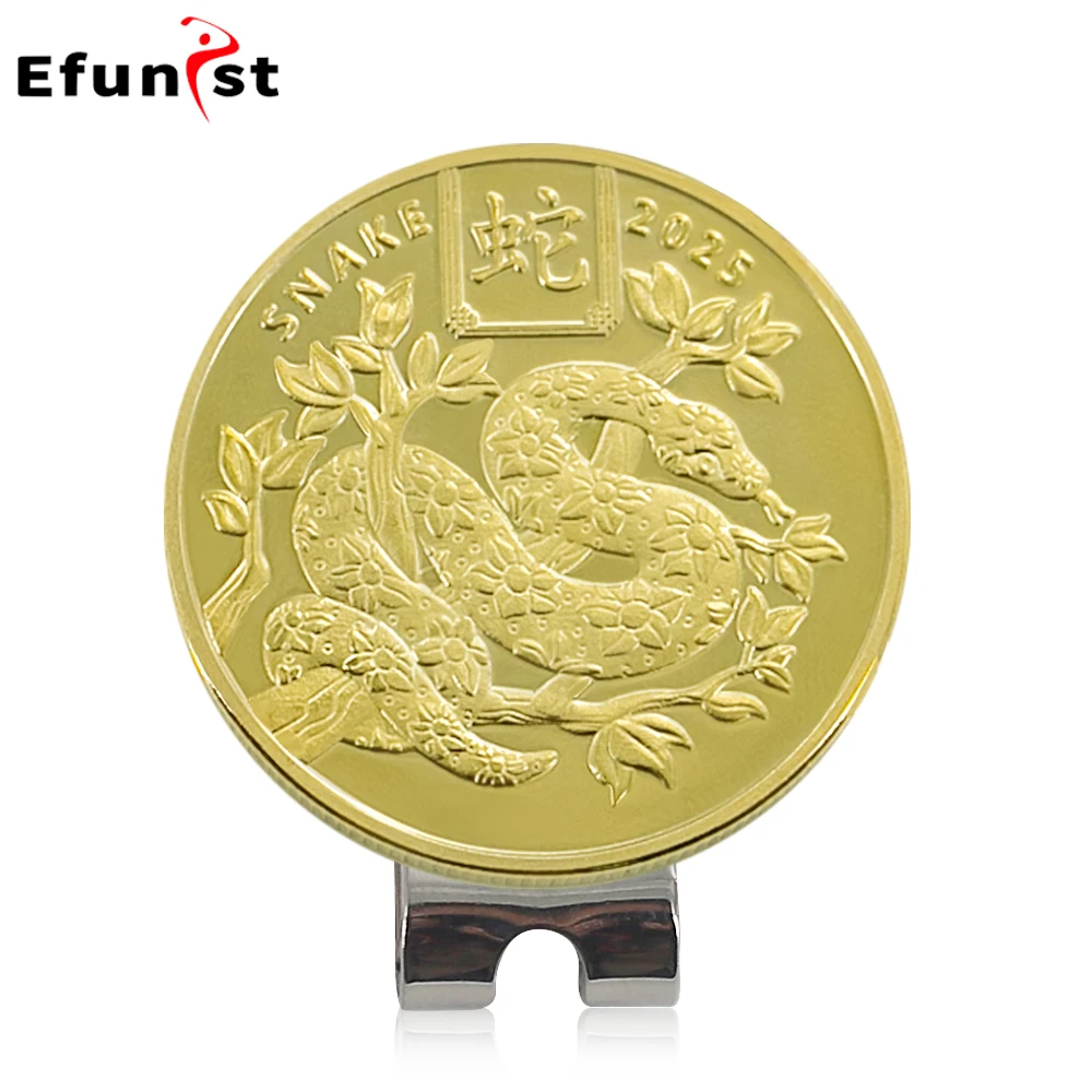 Golf Ball New Year Of Snake Hat Clips 35mm Golf Hat Clip Magnet Mark Golden Removable Gift For Golfer Boy Girl Supplies