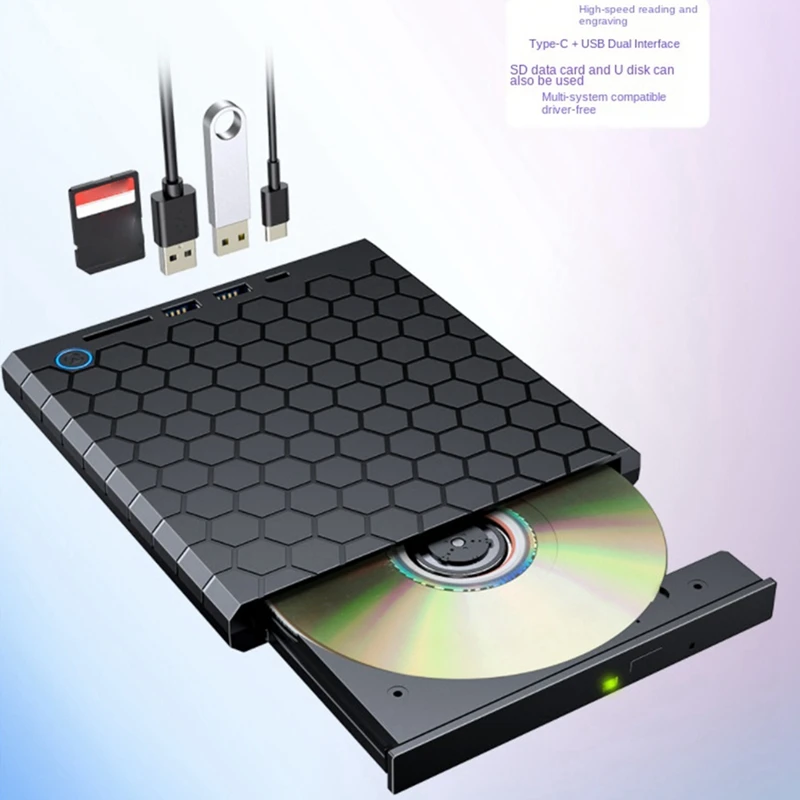 

USB 3.0 Type C External CD DVD RW Drive 8MB DVD Writer Black Portable DVD Writer For Laptop