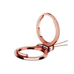 Universal 360° Finger Ring Lanyard & Metal Stand - 2 - in - 1 Mobile Holder and Ring Hang Rope (Rose gold)