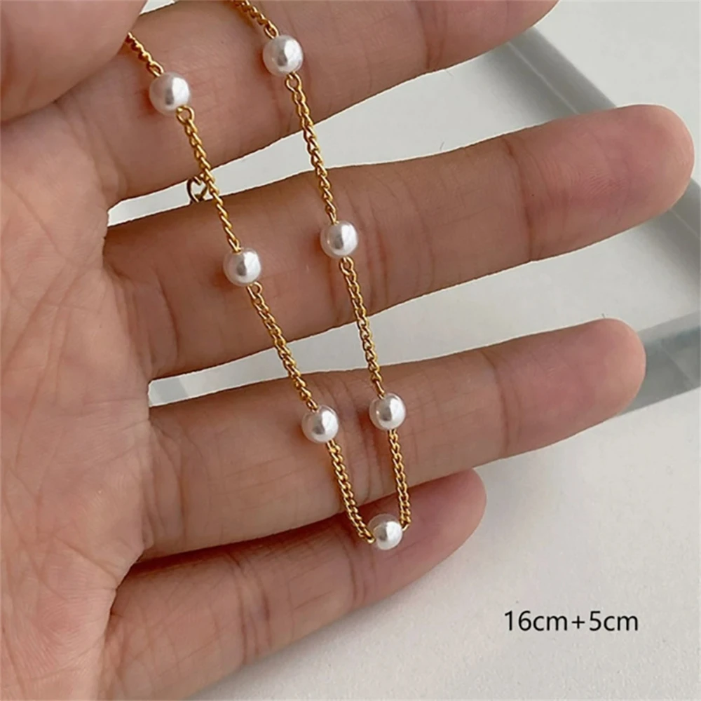 Women Simple Pearls Bracelets Vintage Beads Metal Chain Bracelet Fashion Luxury Design Elegant Stacked Wear Jewelry Charm Gifts 3