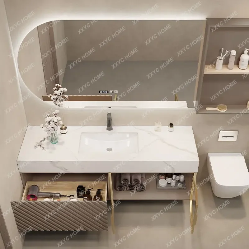 Bathroom Cabinet Modern Minimalist Face Wash Wash Basin Cabinet Italian Stone Plate Washstand Customizable