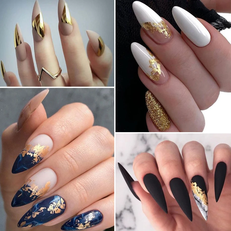 1 Box Gold Glitter Flakes Irregular Aluminum Foil Sequins Nails Chrome Powder Winter Manicure Nail Art Decorations LY1858-1 nail glitter