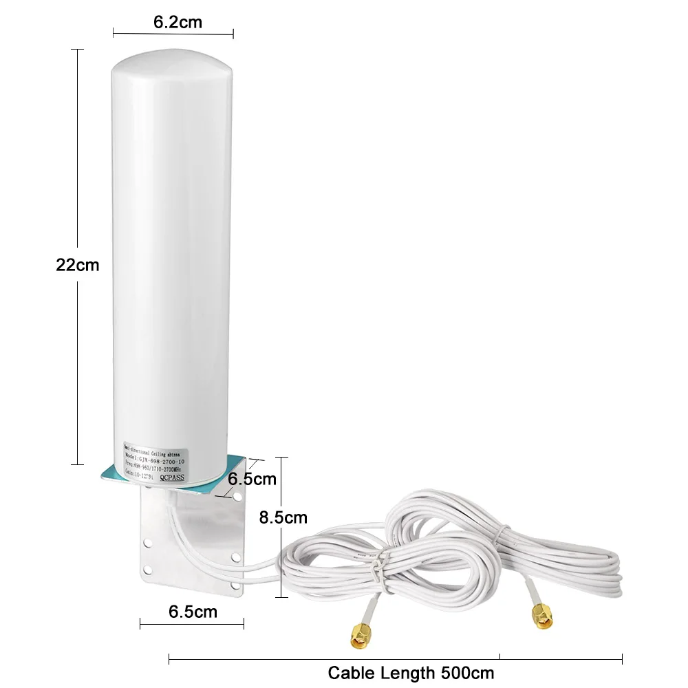 Superbat 12dbi 4G LTE 698-960MHz/1710-2700MHz Outdoor Onmi External Barrel Antenna for GSM W-CDMA 2G 3G 4G Signal Cellular