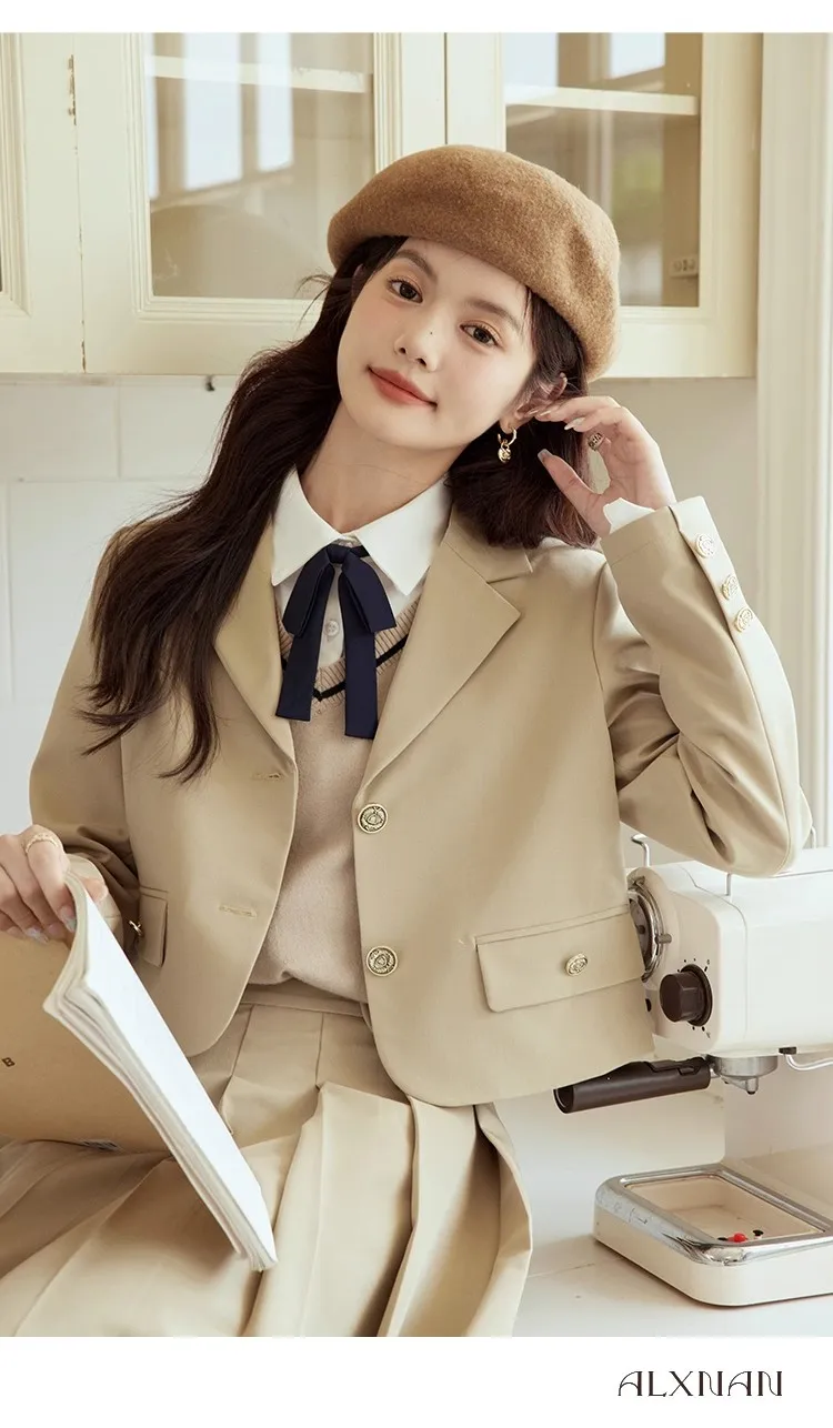 

Autumn Leisure British Style Small Suit Jacket Women Single Breasted Short Suit Jacket Fashion Korean Version Jacket Coat 2023