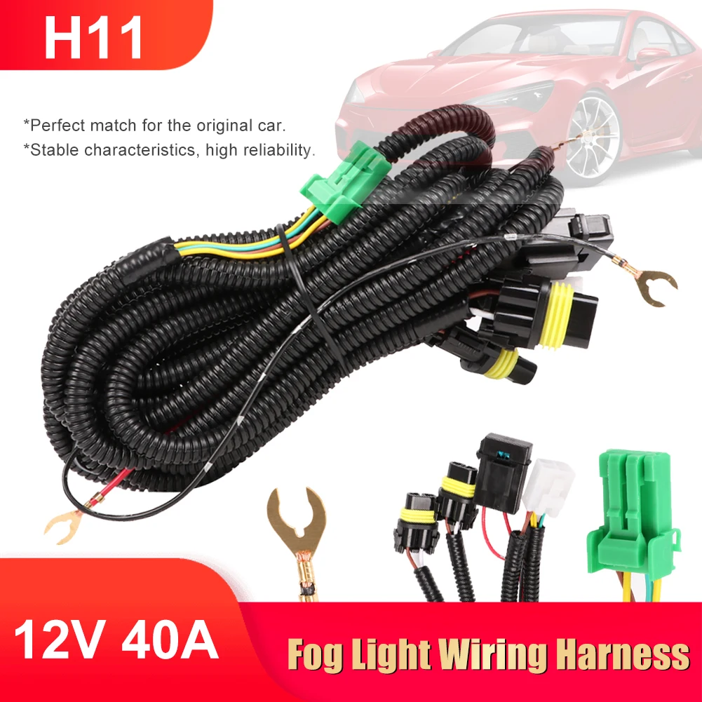 

New H11 Fog Light Wiring Harness 12V 40A Sockets Wire Connector LED Indicators Switch Kits Relay Fog LED Light Work Lamp