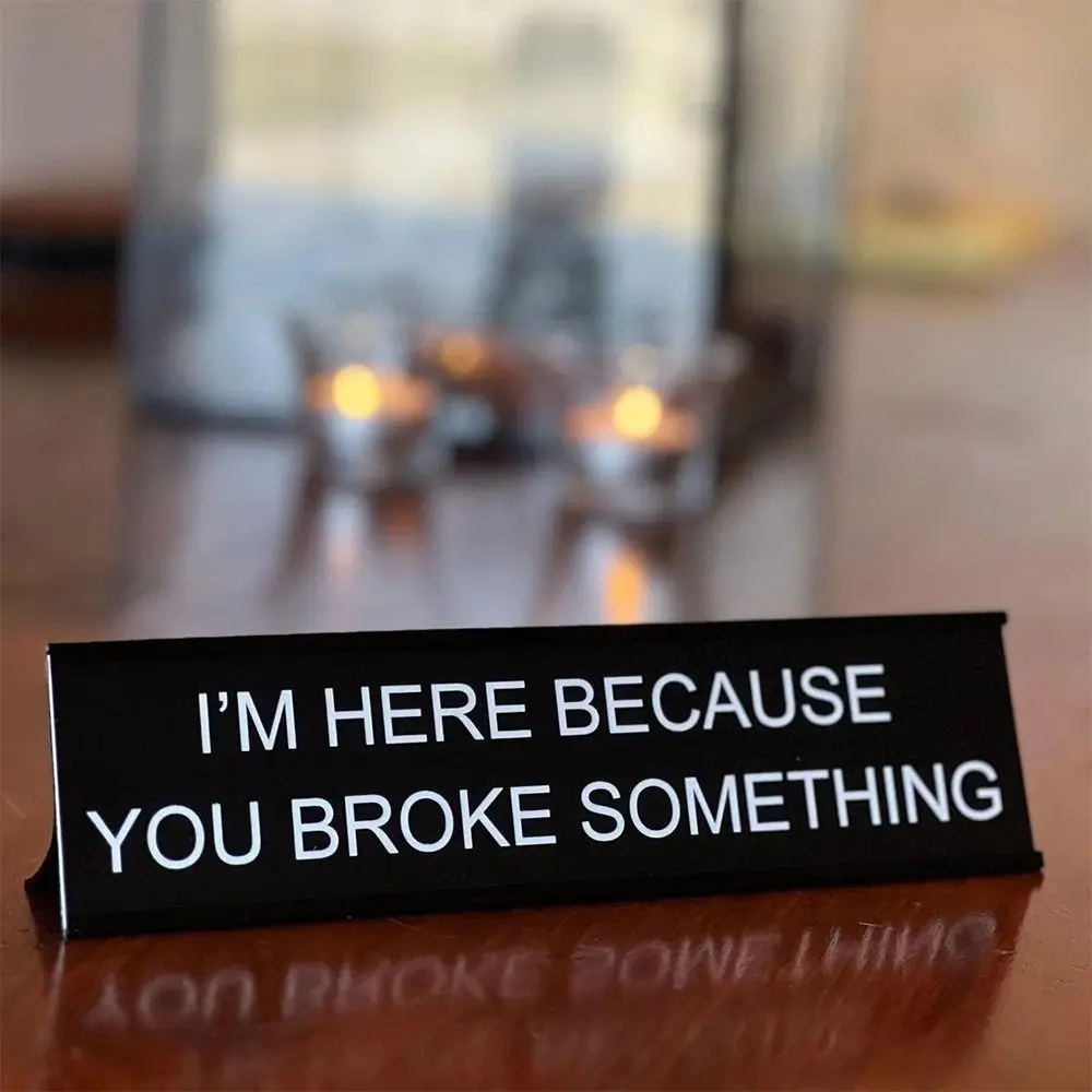 Funny Black Office Decor Sign Lightweight Aluminium Alloy Desk Sign Table Decoration Seating Office