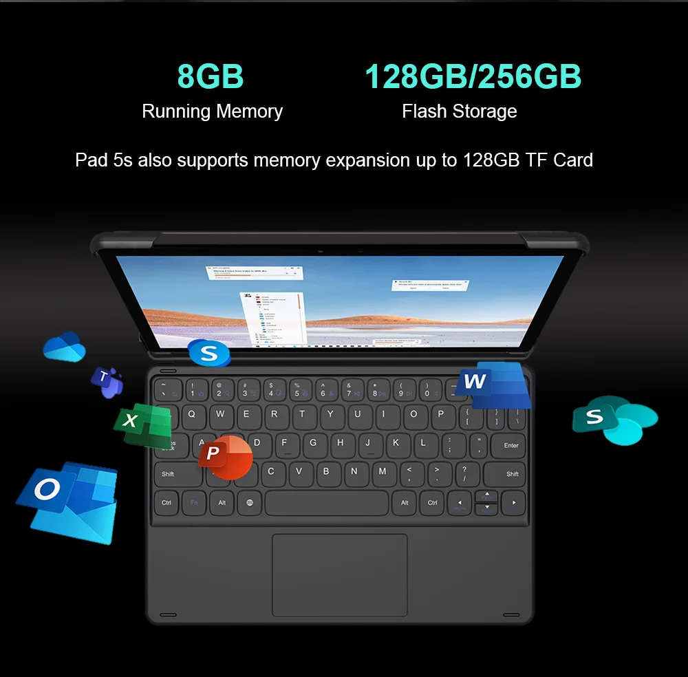 Nenmone Pad5s 10.1 인치 태블릿, 안드로이드 1920x1200, MT6771 옥타 코어, 2 인 1 태블릿 노트북, 4G 전화 통화, C타입 13MP 카메라