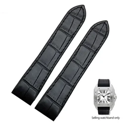 Premium Cowhide Leather Watch Band with Folding Buckle - High - Quality Strap - 23mm (Black NO Buckle)