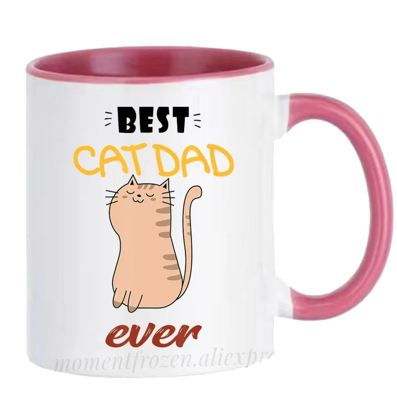 

Cat Dad Coffee Mugs Ceramic Papa Tea Cups Fathers Daddy Gifts Coffeeware Home Decal Teaware Milk Tableware Beer Wine Drinkware