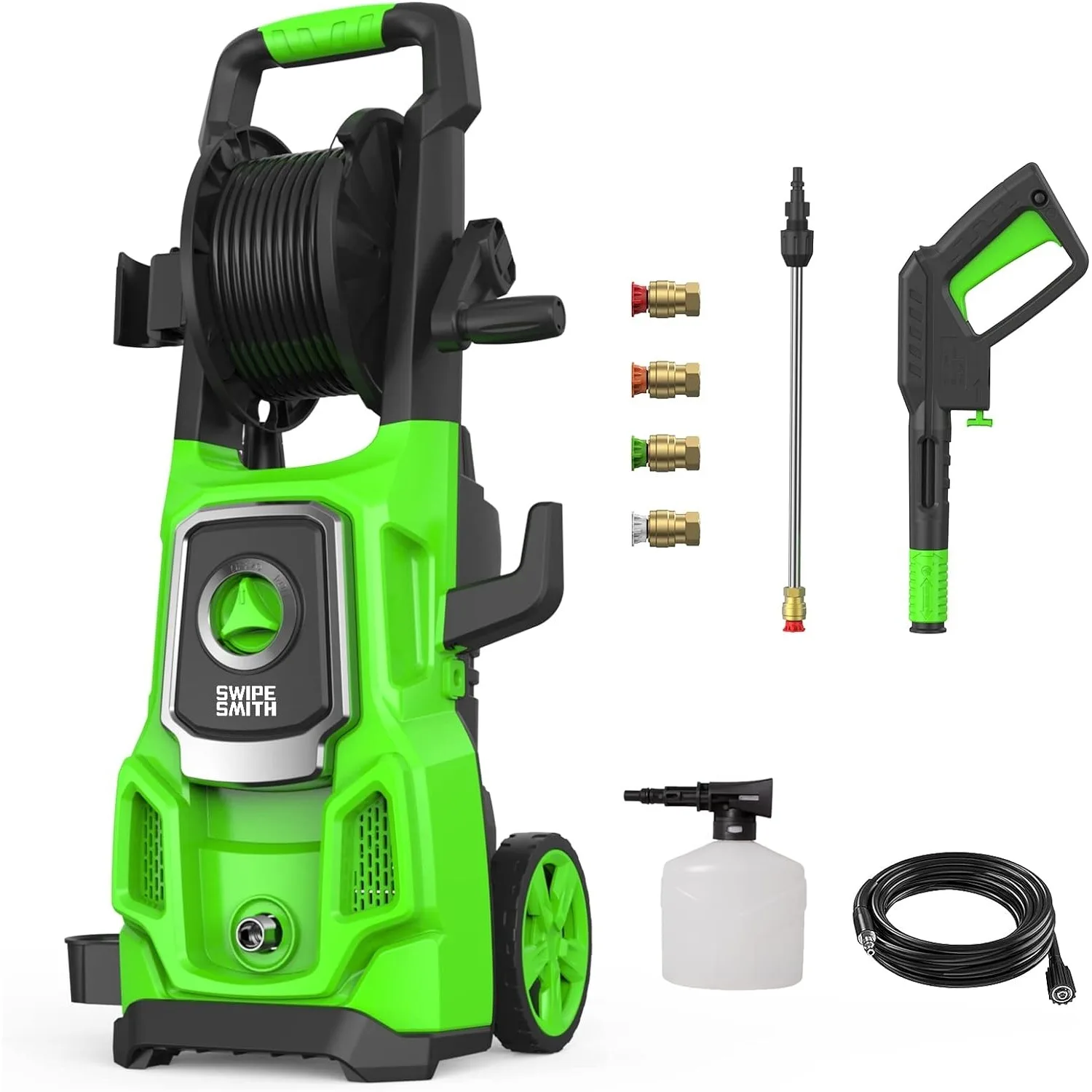 

Electric Pressure Washer, SWIPESMITH 3500 Max PSI, 2.6 GPM Power Washer Machine with Hose Reel, 4 Quick-Connect Nozzles