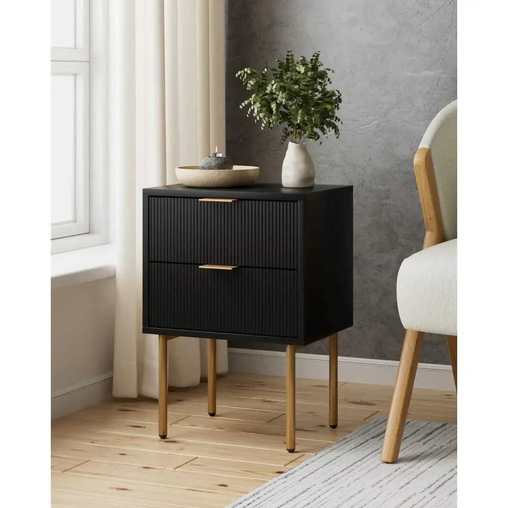 Nightstand,Small Bedside Table with Gold Frame 5