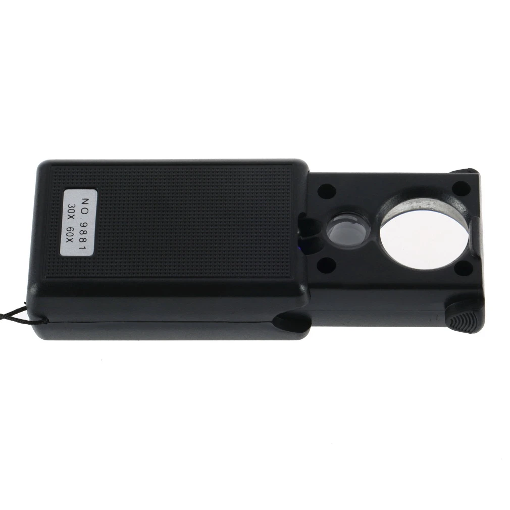 

30X 60X Pull-type Jewelry Magnifier Mini Pocket Hand Magnifying Glass Portable Microscope Loupe Optical Lens Tool LED Light