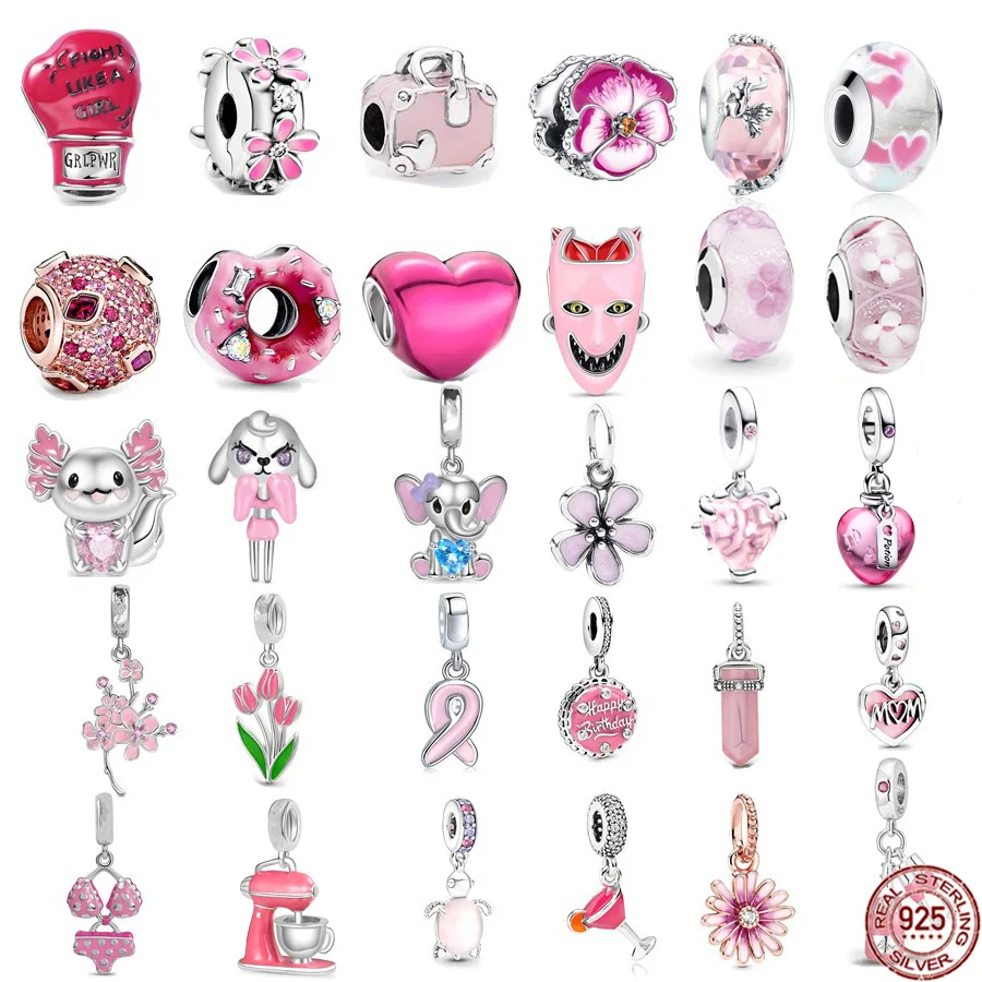 Ciondolo Serie Rosa Bikini Fiore Tartaruga, Argento 925 Perline Di Fascino A Forma Di Cuore Fit Originale Pandora Collana Braccialetto Gioielli Fai Da