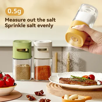 Barattolo di condimento quantitativo in vetro da 180 ml, bottiglia di controllo del sale a pressa, barattolo di condimento per uso domestico da cucina, barattolo di sale sigillato 1