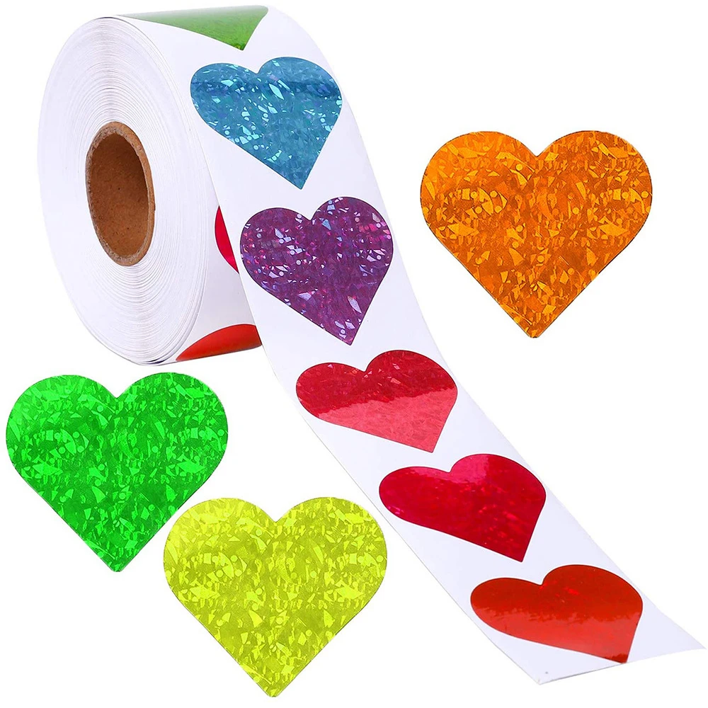 Sticker Label Heart Stickers for Envelopes Valentine's Day Sparkling Heart  Stickers Decorative Love Stickers Holiday Decoration