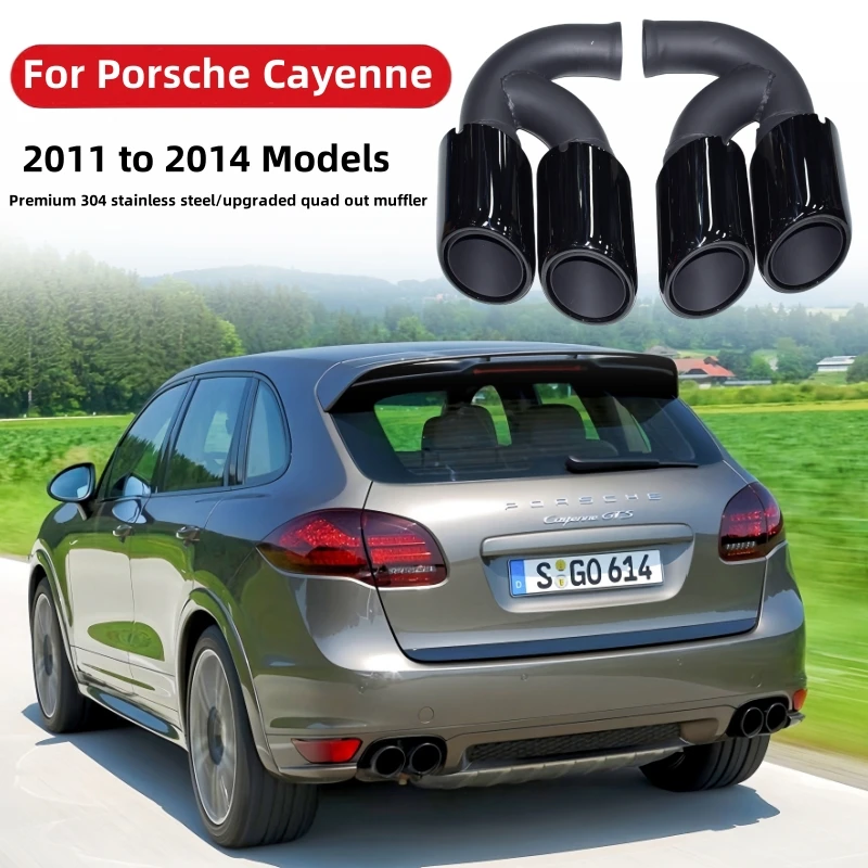 Exhaust muffler tip, exhaust pipe muffler, exhaust trim pipe for Porsche Cayenne 2011-2014 958 Exhaust Pipe Upgrade GTS Muffler Tip Nozzle 304 Stainless Steel Exhaust Head
