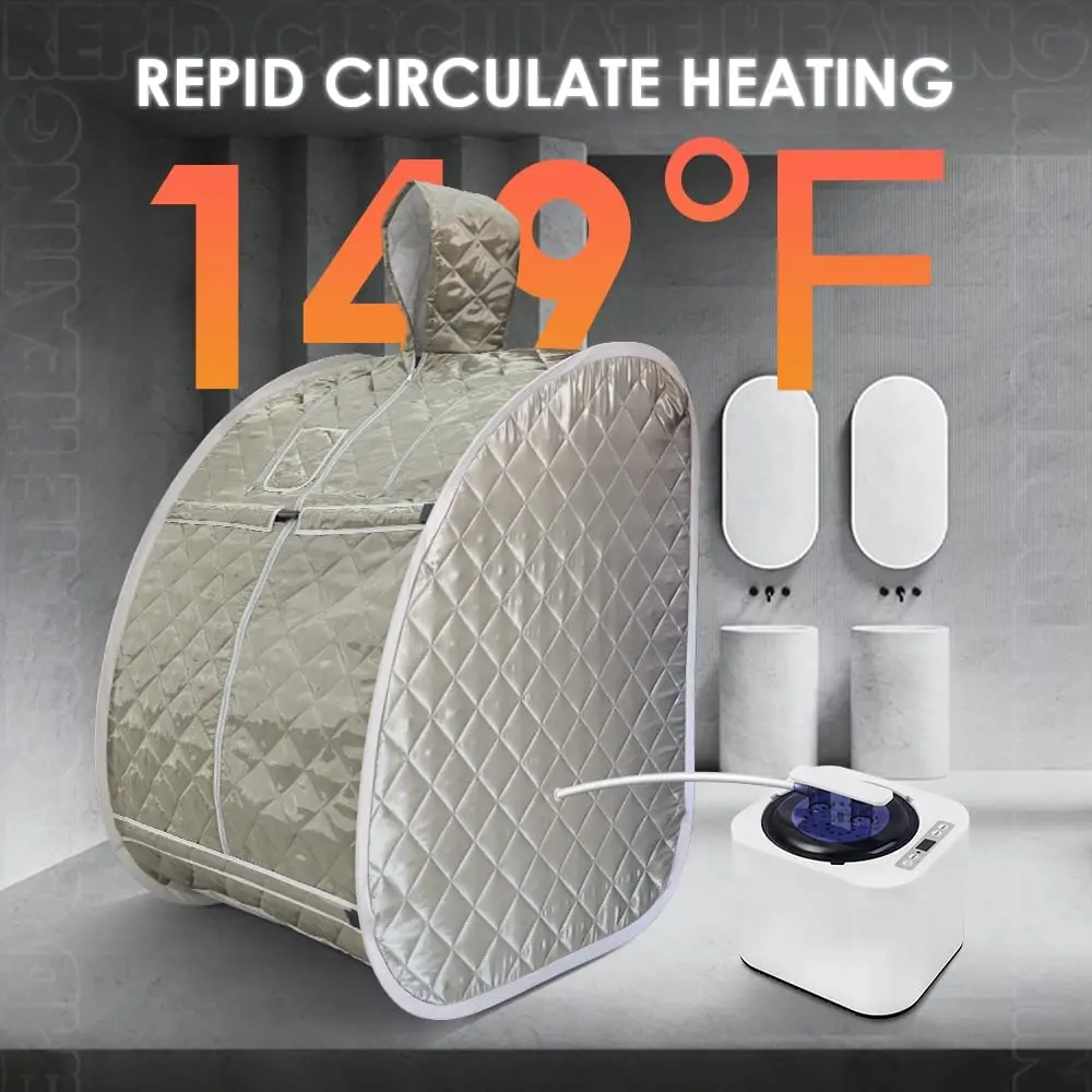 Foldable Lightweight Personal Portable Spa Saunas, 2L&1000W Steam Generator with Protection & Remote Control 2