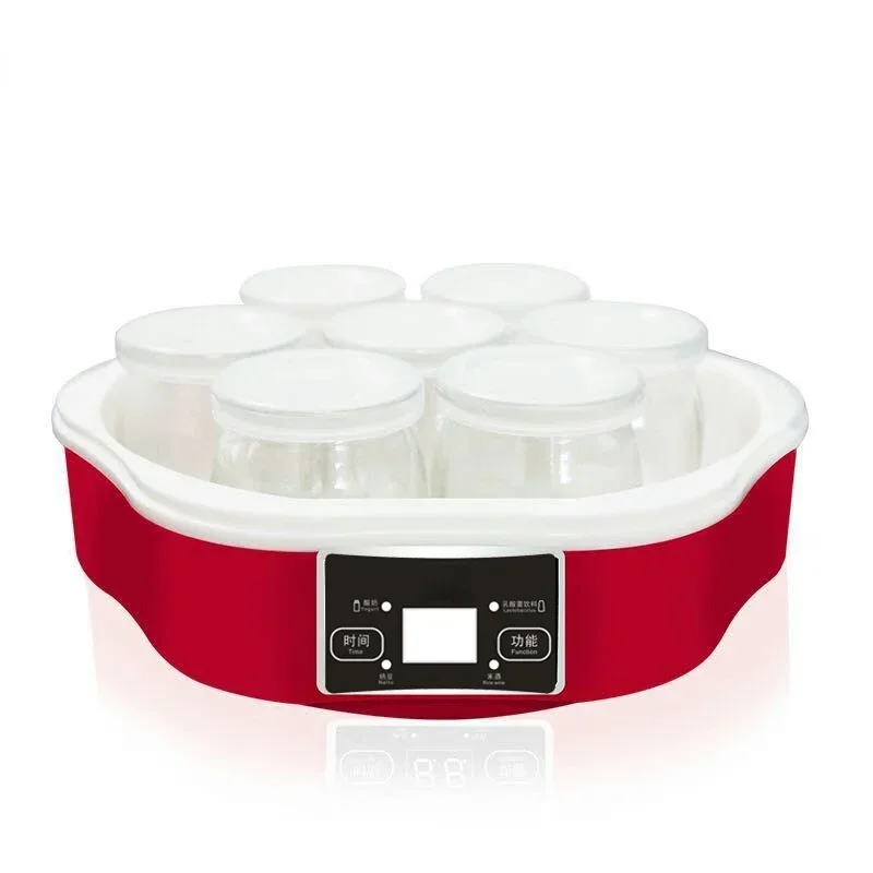 Automatic Yogurt Machine With Glass Cups Stainless Steel Liner Natto Rice Wine Maker Wth Digital Panel DIY Yogurt Tools EU yogurt maker