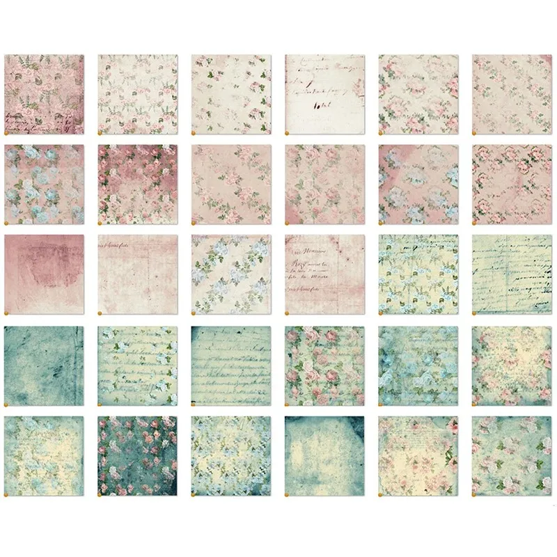 120 Sheet Rustic Shabby Flower Scrapbook Paper Pad Chic Junk Journal Ephemera Floral Craft Paper Backdrop Scrapbooking Material - 6
