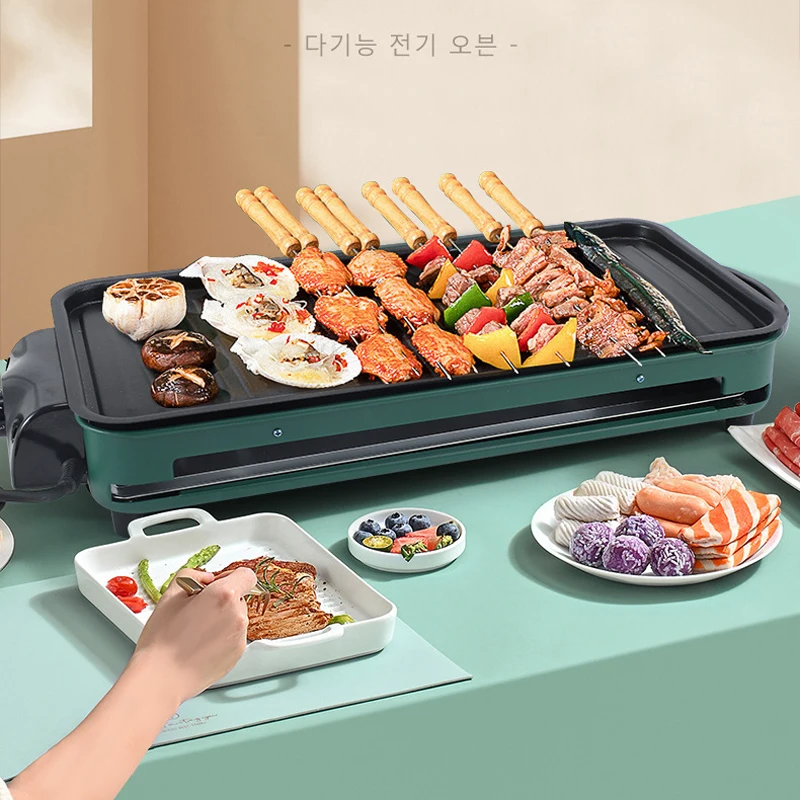Electric BBQ Grill Smokeless Barbecue Machine Home Indoor Roast Meat Dish Plate Multi Cookers