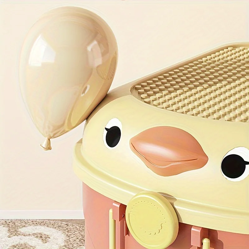 1PC Cute Duck Shaped Large Capacity Storage Box with Lid and Wheels, Versatile for Storing Toys, Snacks, Books, and Clothes