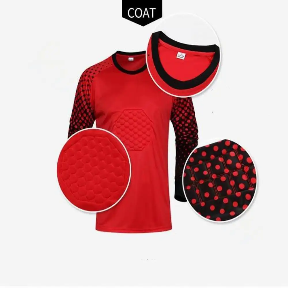 Football Uniform, Sports Uniform Sets Men's kids Soccer Goalkeeper Uniform Protective Sponge Long Sleeve Training Football Goalkeeper Jersey Top and Pants