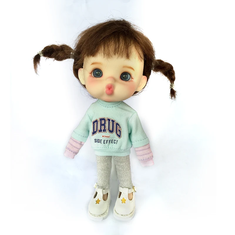 Ob11 Doll Long Sleeved Sports Sweatshirt Top Clothes With Patchwork Sleeves For Molly Gsc Ymy P9 P10 Body Uf Nendoroids Dolls 3