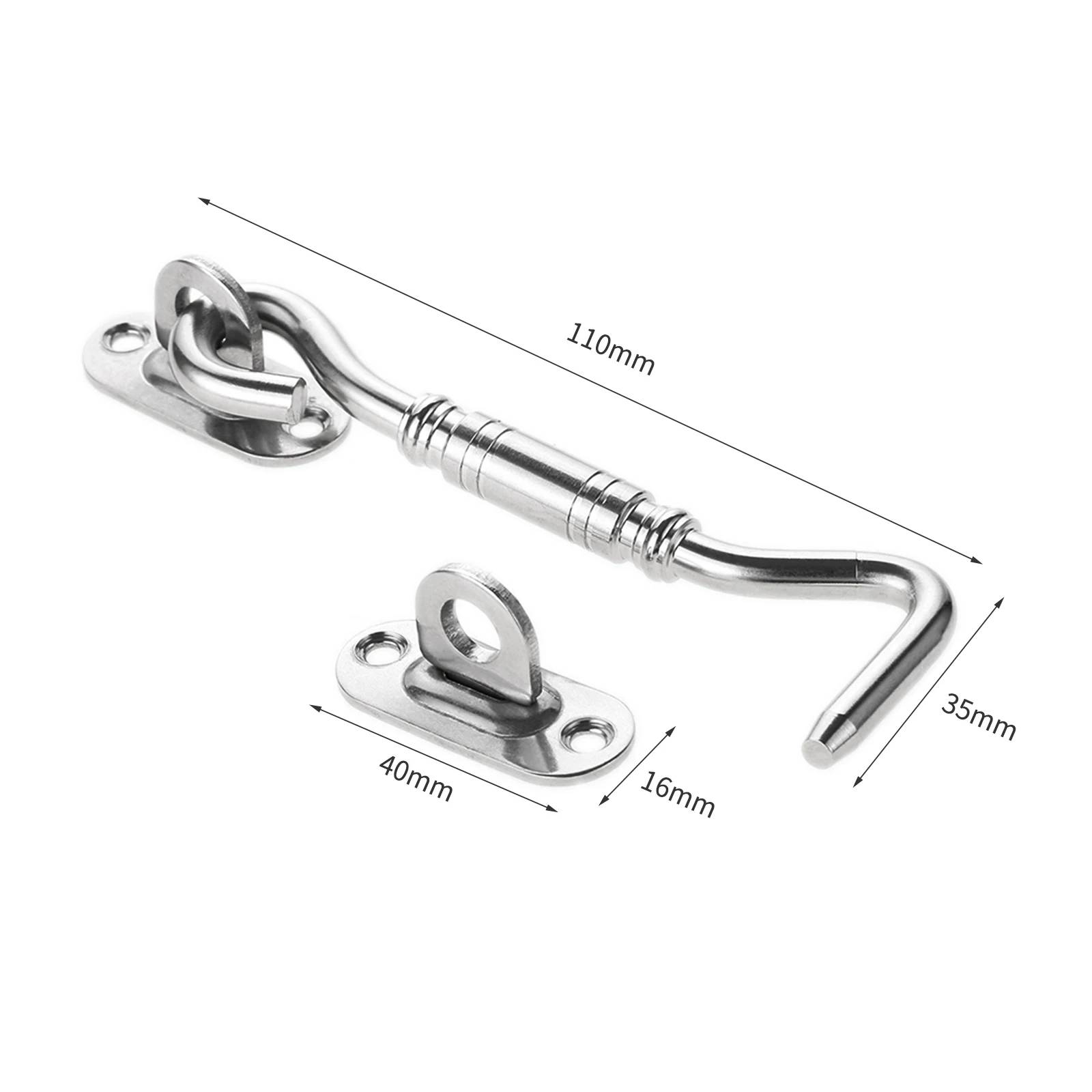 1Pc Window Catch Hook Stainless Steel Door Lock Sliding Buckle Cabin Hook Eye Latch with Screw Silver/Black Window Latch