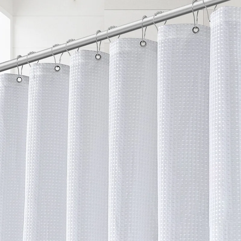 

Waffle Plaid Shower Curtain Household Waterproof Shower Curtains Bathroom Insulation Curtains for Home Bathroom Hotel