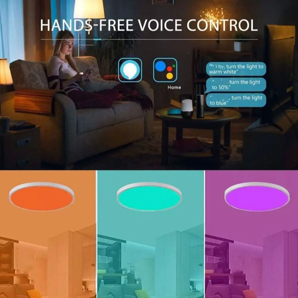24W 파워 투야 스마트 와이파이 천장등 220V 전압 RGB 색상변환 RGB 원형 무드등 플러시 마운트 30cm 직경
