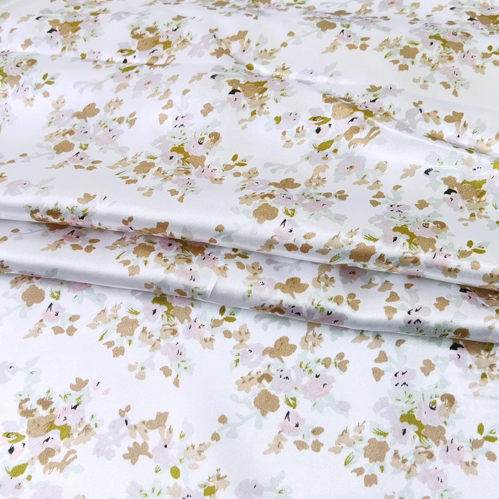 1 Meter x 1,48 Meter weicher Retro-Satin-Stoff mit Blumenmuster für Schal, Futter, Hemd, Kleid, DIY – Detail 37