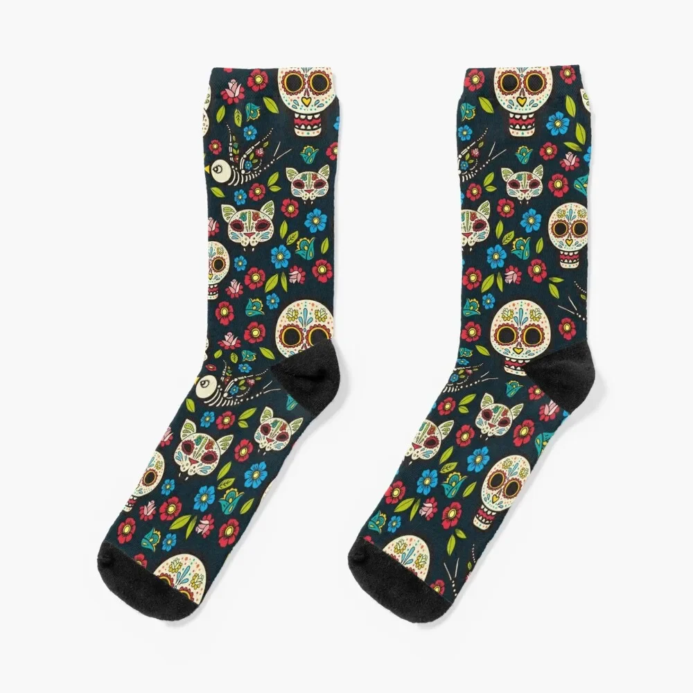 Sugar Skulls Pattern Socks designer brand winter thermal Men Socks Women's