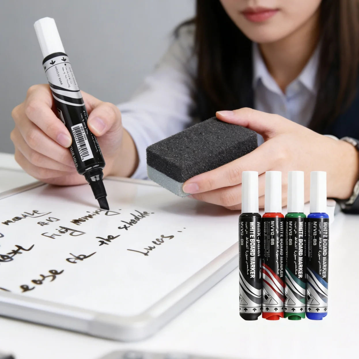 Vibrant Quick-Dry Chisel Tip Whiteboard Markers - 4 Pack, Low-Odor, Ideal